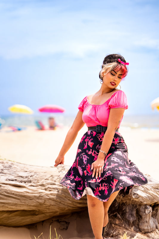 Viva 40s Tulip Skirt in Tie Me Up Fetish Print | Laura Byrnes & Hope Morrison