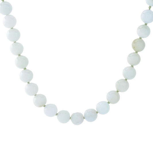 Far East Jewelry Sterling Silver 10mm Round Natural Jade Bead 20" Necklace
