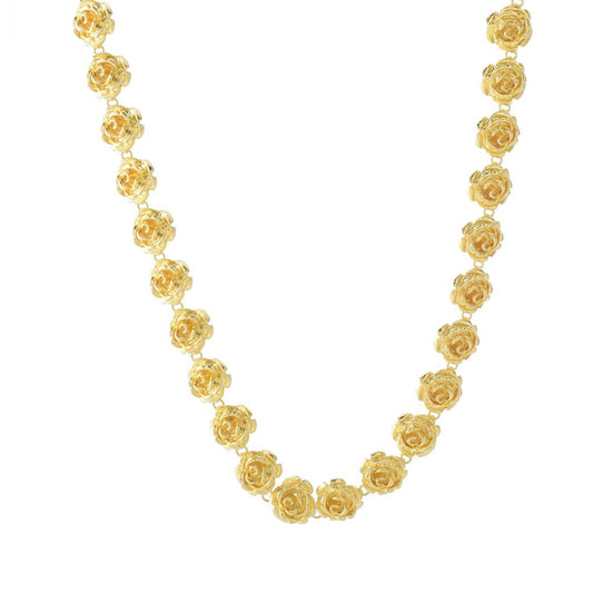 18K Gold Plated Stardust Carved Rose Statement Necklace | Toscana Italiana