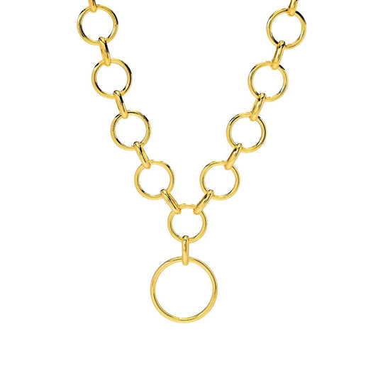 18K Gold Plated Rolo Link Statement Necklace w/ Charm Holder Loop | Toscana Italiana