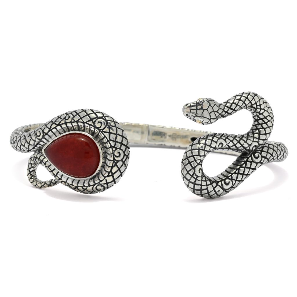 Artisan Silver by Samuel B. Choice of 14x10mm Gemstone Year of the Snake Bracelet