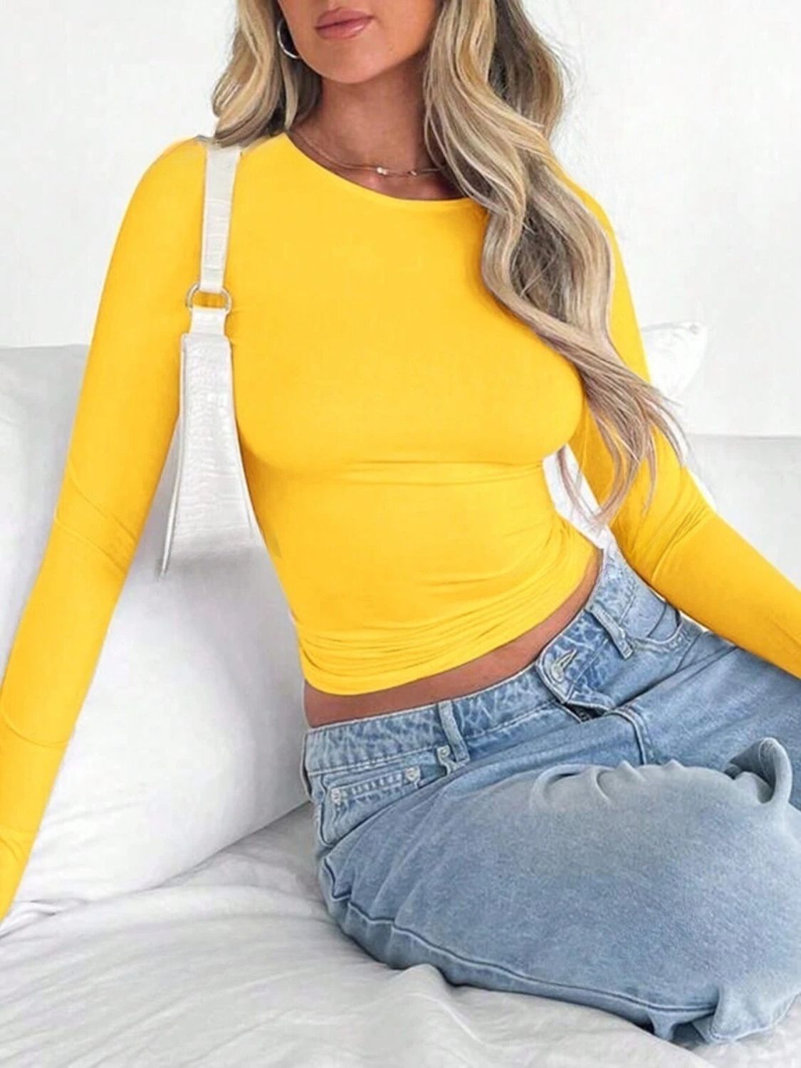 Solid Color Round Neck Long Sleeve T-Shirt | 8 Colors | Poundton