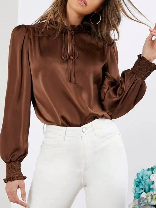 Frill Tied Lantern Sleeve Blouse | Poundton | 3 Colors