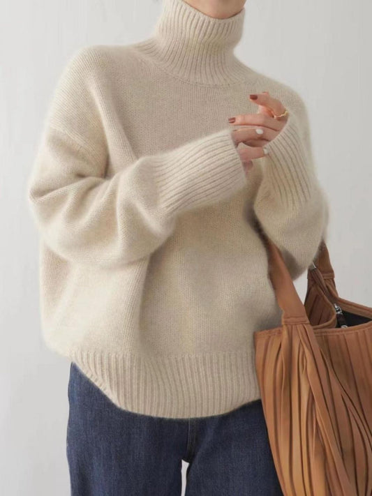 Ava Turtleneck Dropped Shoulder Oversized Sweater | 3 Colors | Poundton
