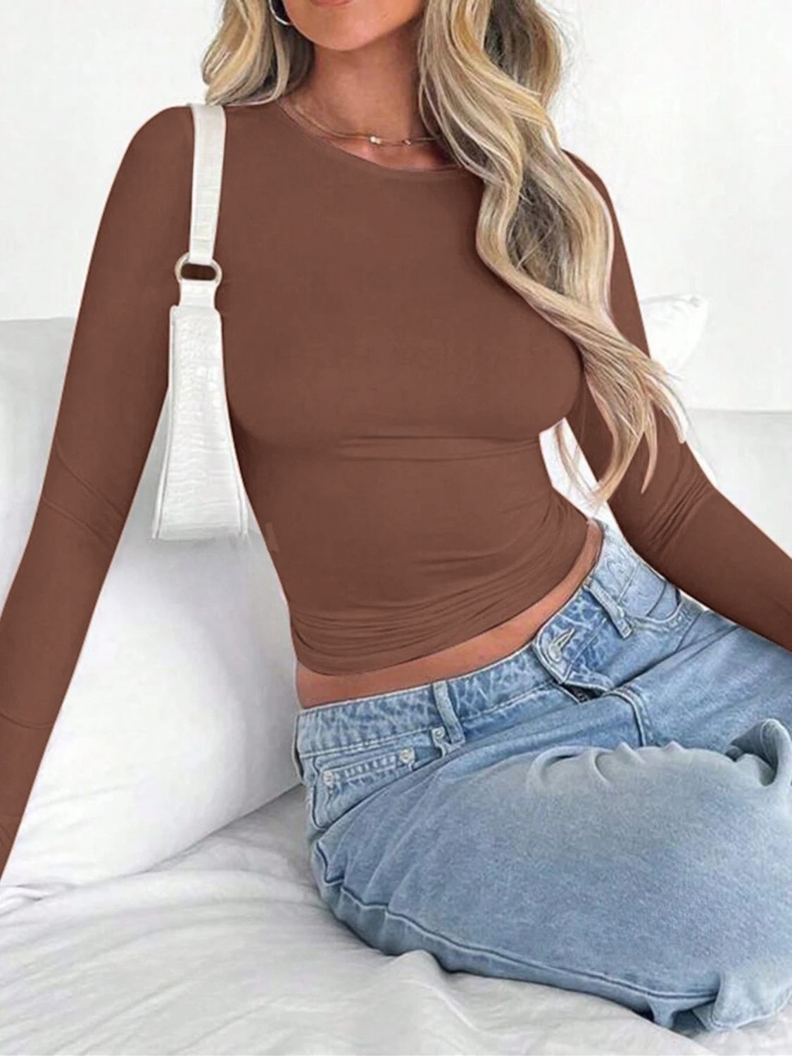 Solid Color Round Neck Long Sleeve T-Shirt | 8 Colors | Poundton