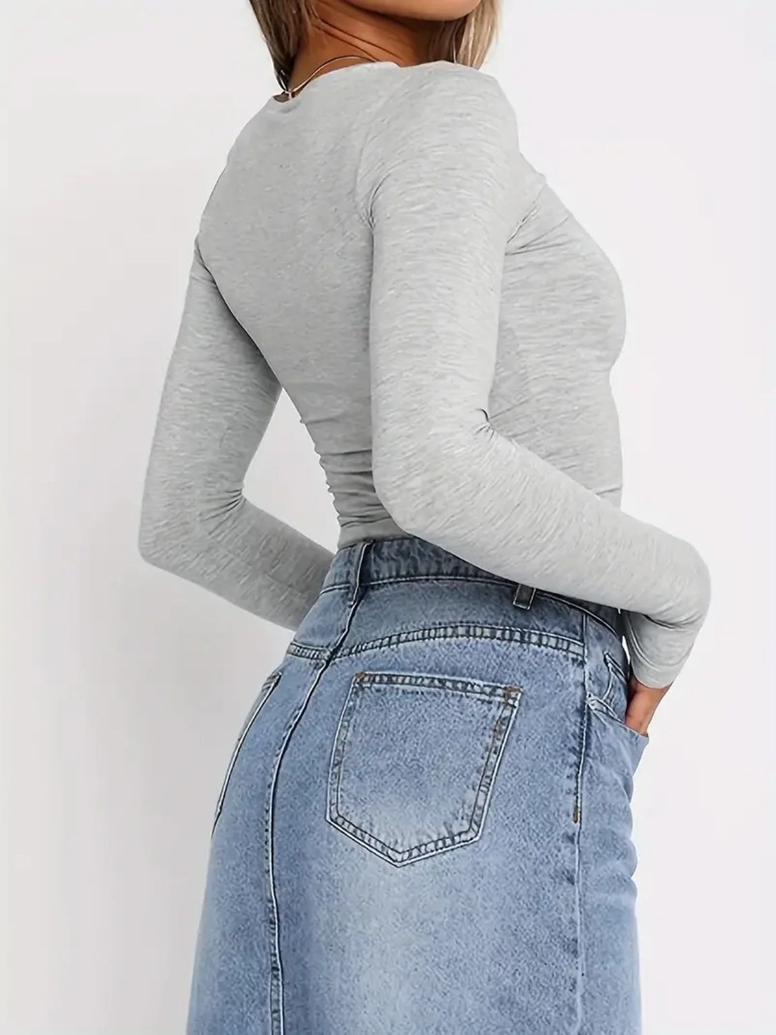 Solid Color Round Neck Long Sleeve T-Shirt | 8 Colors | Poundton