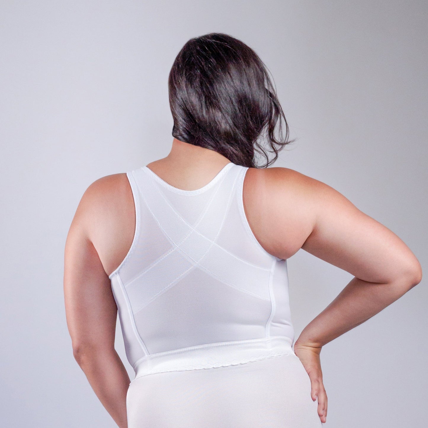 Front Closure Back Support Long Line Bra in White | Cortland Intimates