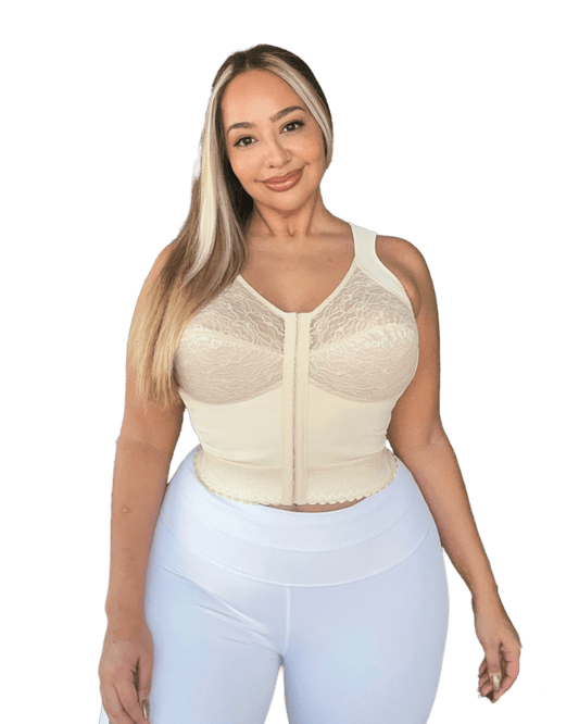 Front Closure Back Support Long Line Bra in Blush | Cortland Intimates