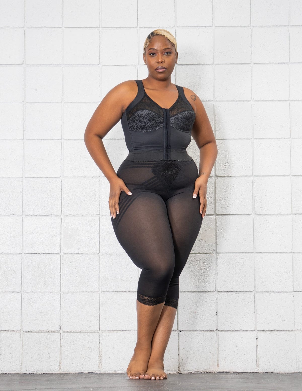 Front Closure Back Support Long Line Bra in Black | Cortland Intimates