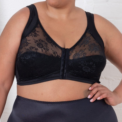 Front Closure Back Support Bandeau Bra in Black | Cortland Intimates