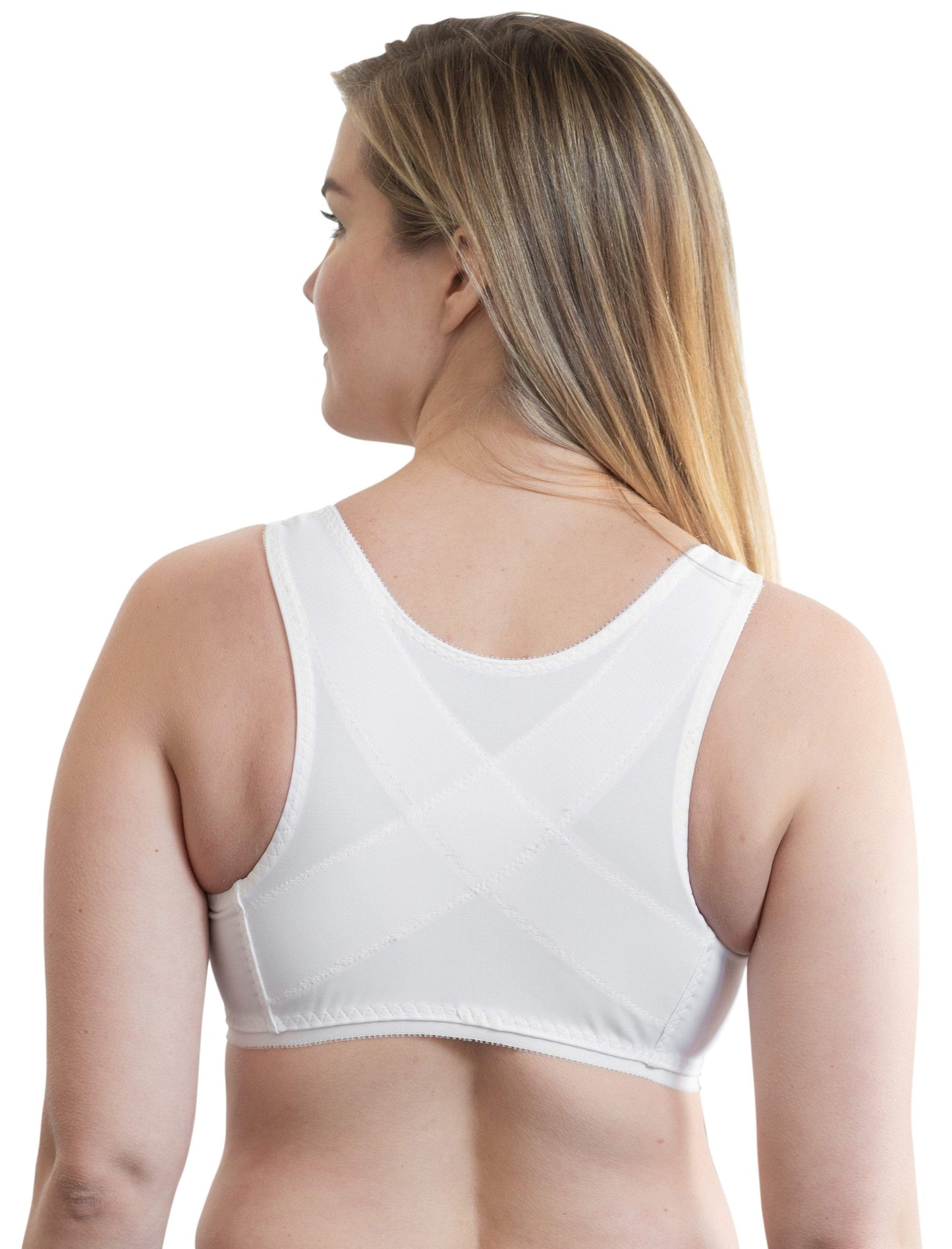 Front Closure Back Support Bandeau Bra in White | Cortland Intimates