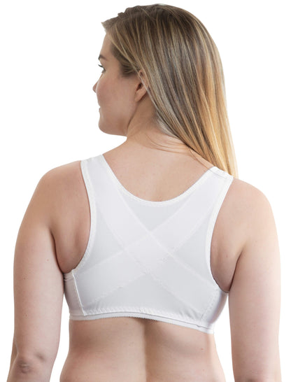 Front Closure Back Support Bandeau Bra in White | Cortland Intimates