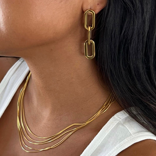 Gage Oversized Link Earring | Gold and Silver