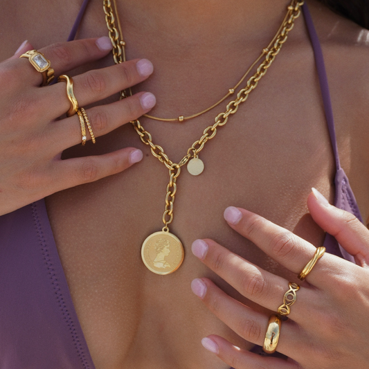 Rozlyn Beaded Ball Chain Necklace | Gold and Silver