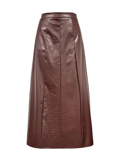 Michelle Vegan Leather High Waist Midi Skirt - 3 Colors - Poundton