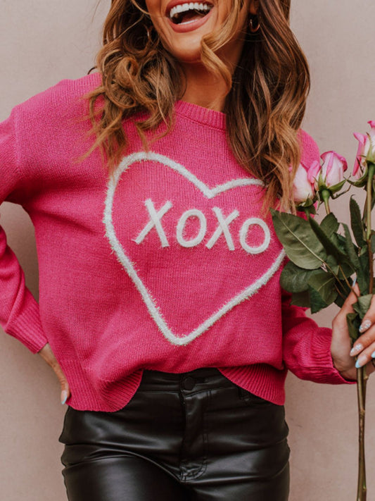 XOXO Round Neck Drop Shoulder Sweater | Poundton | 2 Colors