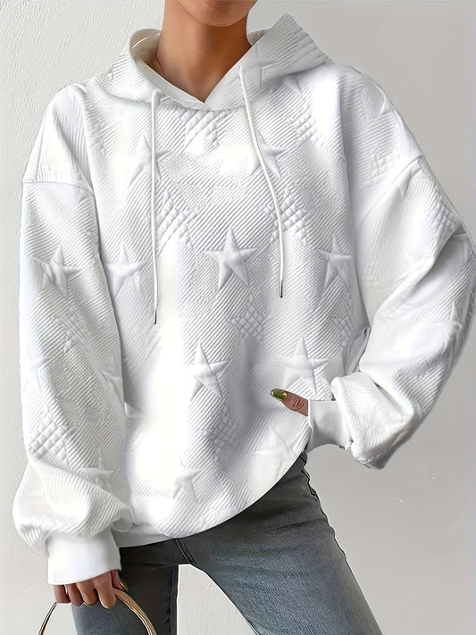 Gabriella Plus Size Star Texture Long Sleeve Drawstring Hoodie | 5 Colors | Poundton