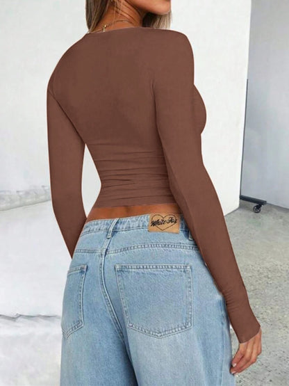 Solid Color Round Neck Long Sleeve T-Shirt | 8 Colors | Poundton