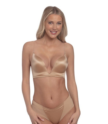 Support System Convertible Plunge Bra in Natural Beige | Pinup Girl Clothing