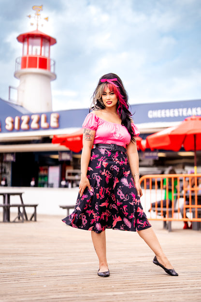 Viva 40s Tulip Skirt in Tie Me Up Fetish Print | Laura Byrnes & Hope Morrison