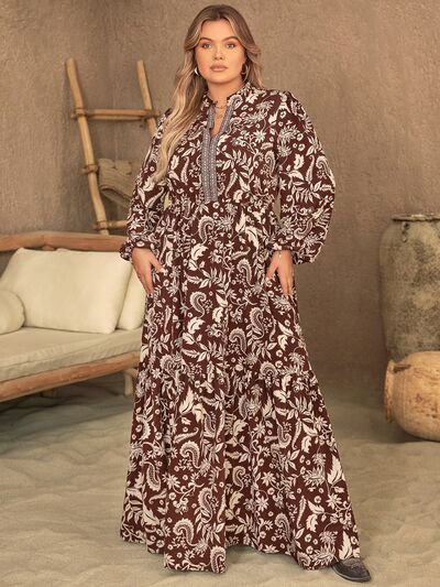 Chocolate Cape Town Plus Size Long Sleeve Maxi Caftan Dress