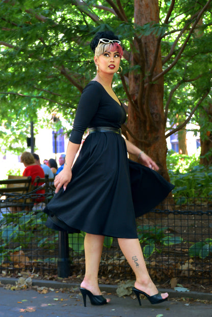Priscilla Swing Dress in Black | Laura Byrnes Design