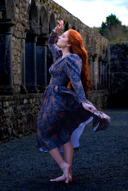 Luna 40s Swing Dress in Royal Woods Crepe | Laura Byrnes & Hope Johnstun