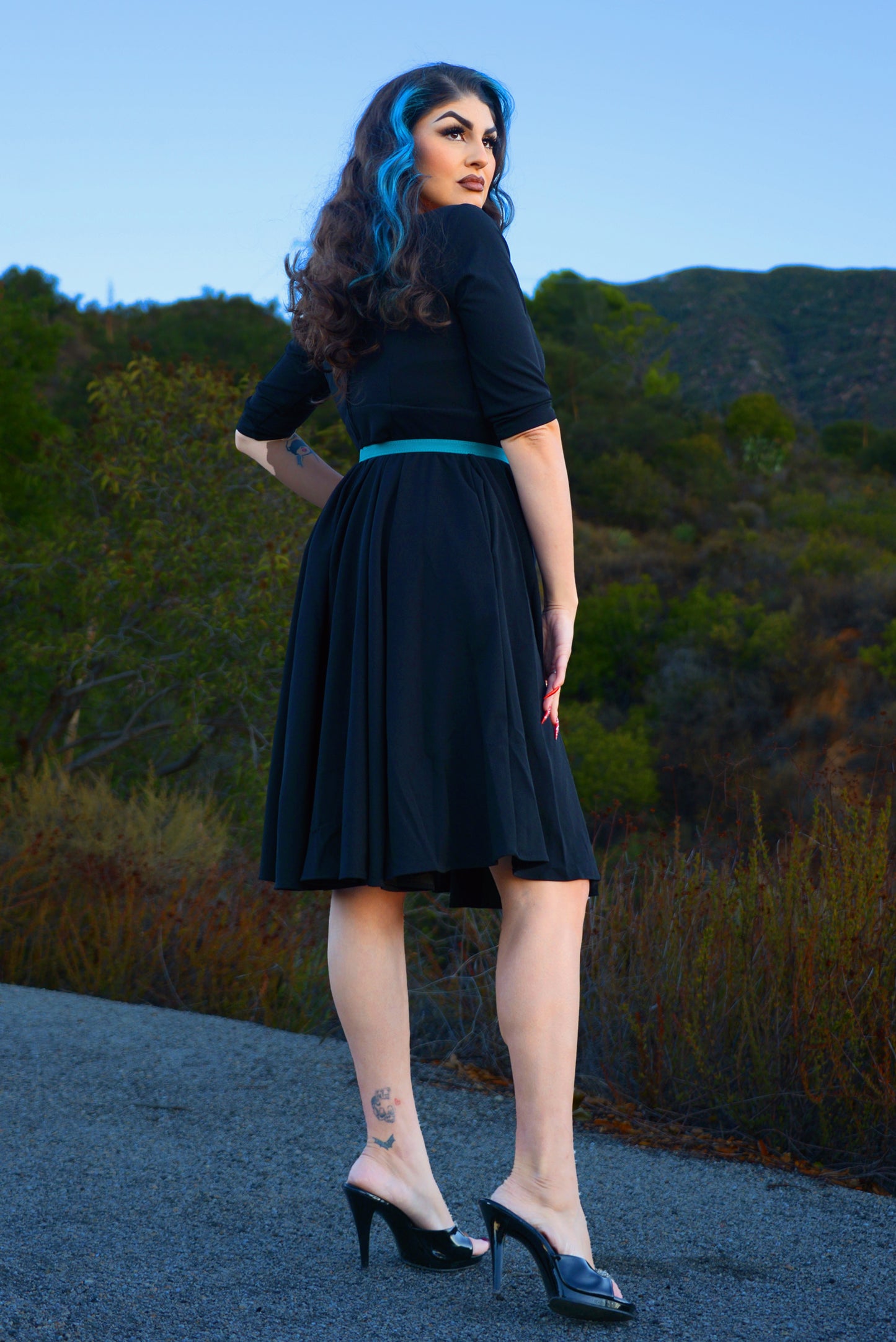 Priscilla Swing Dress in Black | Laura Byrnes Design