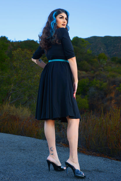 Priscilla Swing Dress in Black | Laura Byrnes Design