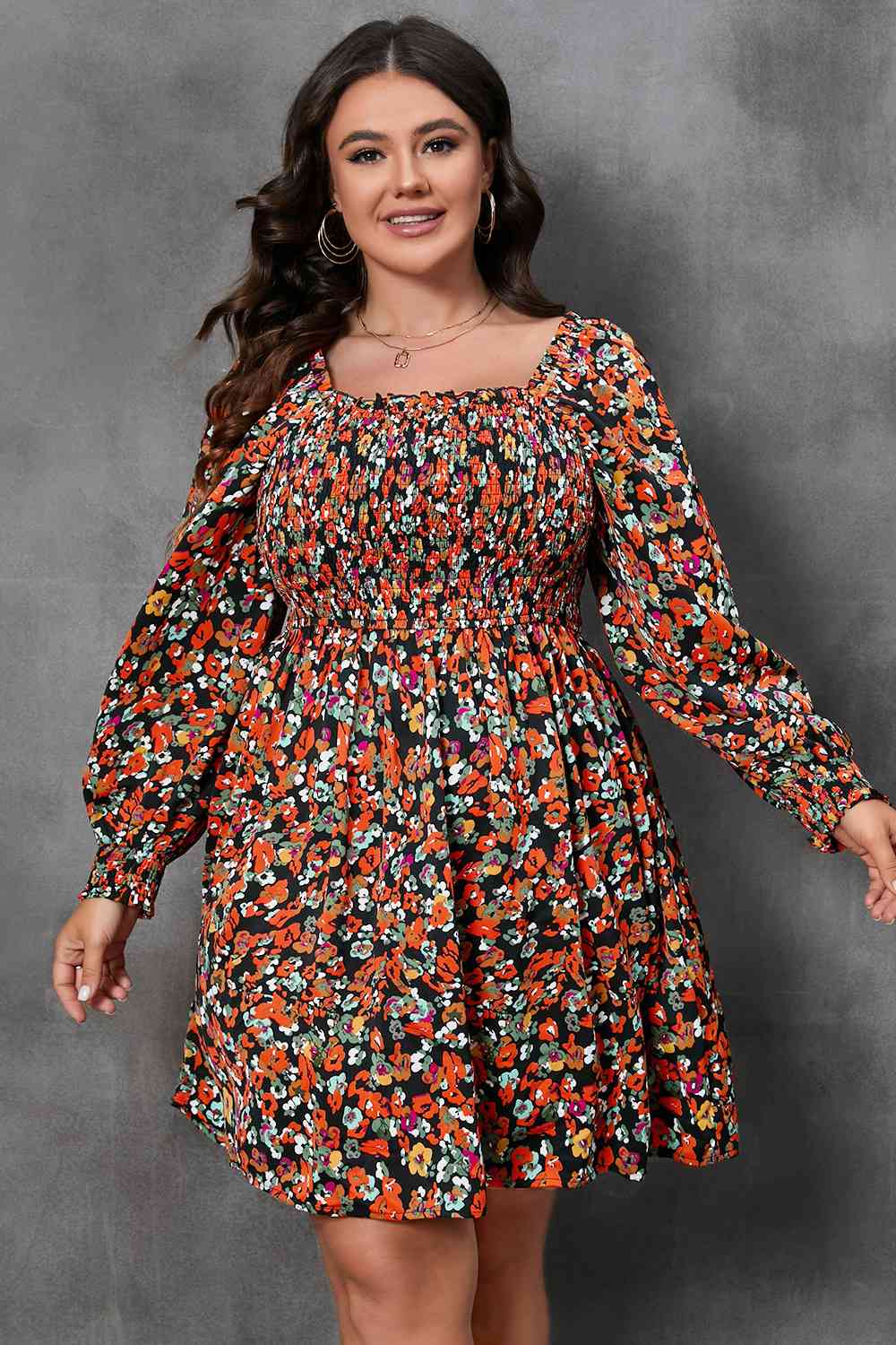 SOLD OUT Rebel 60's Plus Size Floral Mini Dress in Multicolor