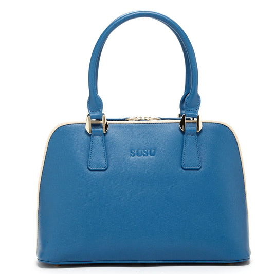 Melissa Blue Saffiano Genuine Leather Satchel Bag | Susu